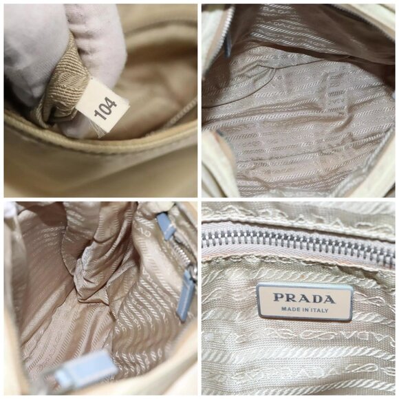 PRADA Shoulder Bag Nylon Leather Beige Auth ki5455 - Picture 15 of 16
